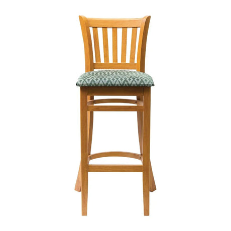 FT437 Manhattan Soft Oak Bar Chair with Green Diamond Padded Seat - JD Catering Equipment Solutions Ltd