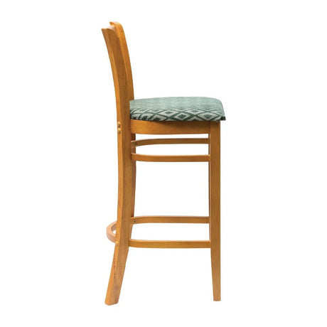 FT437 Manhattan Soft Oak Bar Chair with Green Diamond Padded Seat - JD Catering Equipment Solutions Ltd