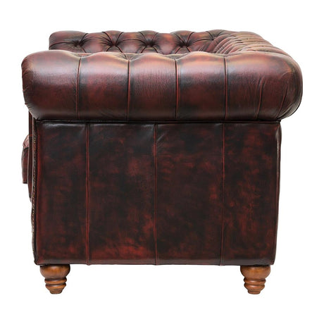 FT438 Chesterfield Leather Two-Seater Sofa Antique Red JD Catering Equipment Solutions Ltd