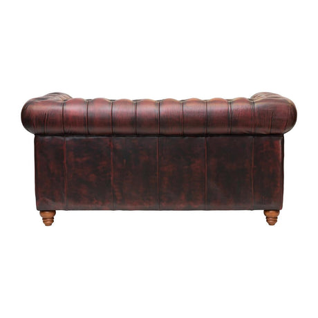 FT438 Chesterfield Leather Two-Seater Sofa Antique Red JD Catering Equipment Solutions Ltd