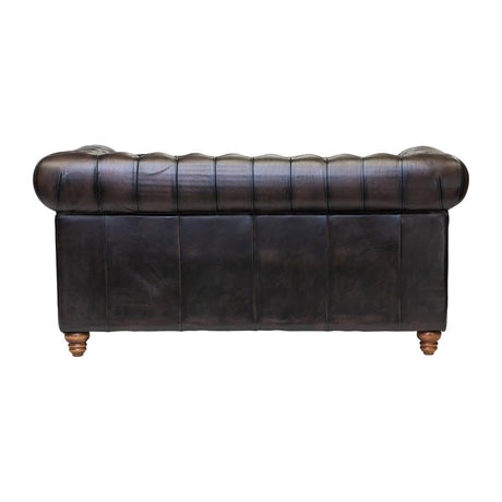 FT439 Chesterfield Leather Two-Seater Sofa Antique Brown JD Catering Equipment Solutions Ltd