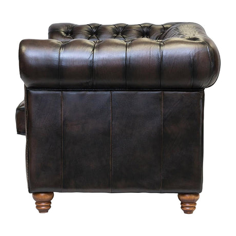 FT439 Chesterfield Leather Two-Seater Sofa Antique Brown JD Catering Equipment Solutions Ltd