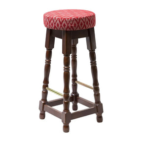 FT455 Classic Dark Wood High Bar Stool with Red Diamond Seat (Pack of 2) - JD Catering Equipment Solutions Ltd