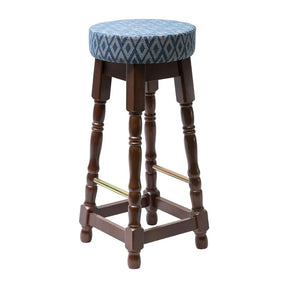FT457 Classic Dark Wood High Bar Stool with Blue Diamond Seat (Pack of 2) - JD Catering Equipment Solutions Ltd