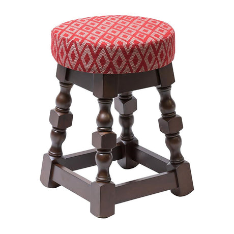 FT463 Classic Dark Wood Low Bar Stool with Red Diamond Seat (Pack of 2) JD Catering Equipment Solutions Ltd