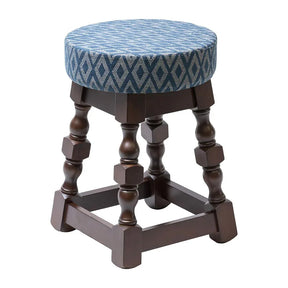 FT465 Classic Dark Wood Low Bar Stool with Blue Diamond Seat (Pack of 2) - JD Catering Equipment Solutions Ltd
