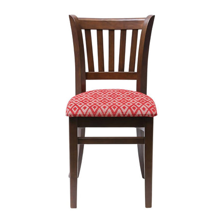 FT471 Manhattan Dark Walnut Dining Chair with Red Diamond Padded Seat (Pack of 2) JD Catering Equipment Solutions Ltd