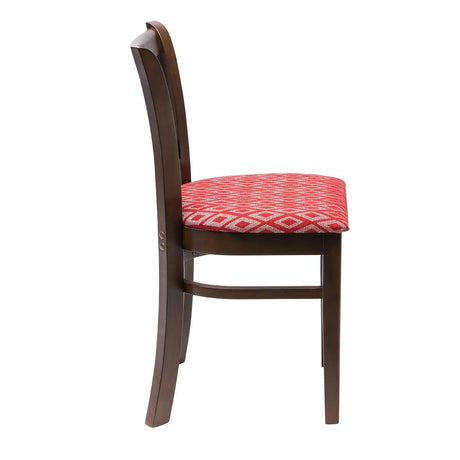 FT471 Manhattan Dark Walnut Dining Chair with Red Diamond Padded Seat (Pack of 2) JD Catering Equipment Solutions Ltd