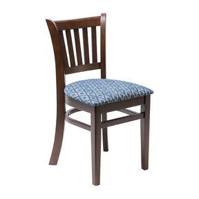 FT473 Manhattan Dark Walnut Dining Chair with Blue Diamond Padded Seat (Pack of 2) - JD Catering Equipment Solutions Ltd