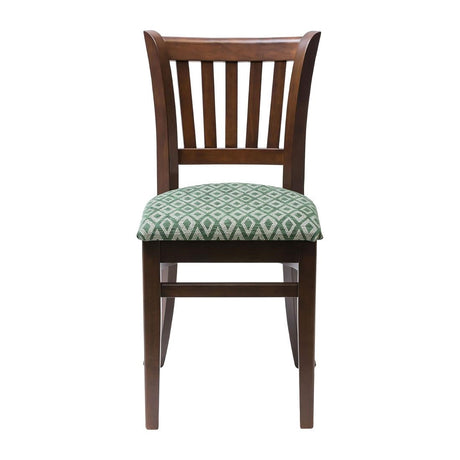 FT474 Manhattan Dark Walnut Dining Chair with Green Diamond Padded Seat (Pack of 2) JD Catering Equipment Solutions Ltd