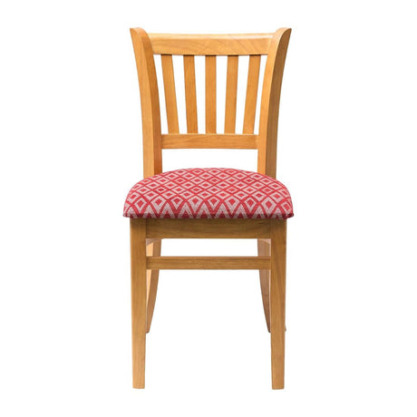 FT475 Manhattan Soft Oak Dining Chair with Red Diamond Padded Seat (Pack of 2) JD Catering Equipment Solutions Ltd