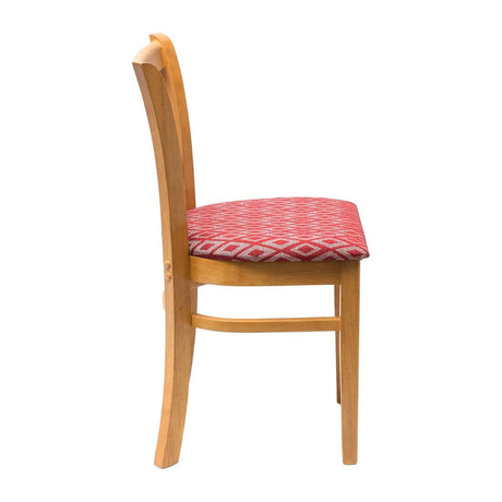 FT475 Manhattan Soft Oak Dining Chair with Red Diamond Padded Seat (Pack of 2) JD Catering Equipment Solutions Ltd