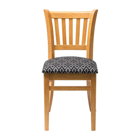 FT476 Manhattan Soft Oak Dining Chair with Black Diamond Padded Seat (Pack of 2) JD Catering Equipment Solutions Ltd