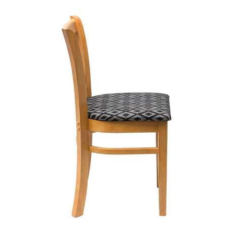 FT476 Manhattan Soft Oak Dining Chair with Black Diamond Padded Seat (Pack of 2) JD Catering Equipment Solutions Ltd