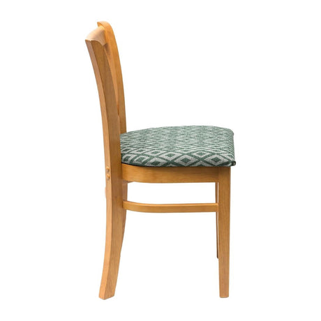 FT478 Manhattan Soft Oak Dining Chair with Green Diamond Padded Seat (Pack of 2) JD Catering Equipment Solutions Ltd