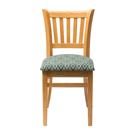 FT478 Manhattan Soft Oak Dining Chair with Green Diamond Padded Seat (Pack of 2) JD Catering Equipment Solutions Ltd