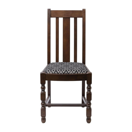 FT480 Mayfair Dark Wood High Back Dining Chair with Black Diamond Padded Seat (Pack of 2) JD Catering Equipment Solutions Ltd