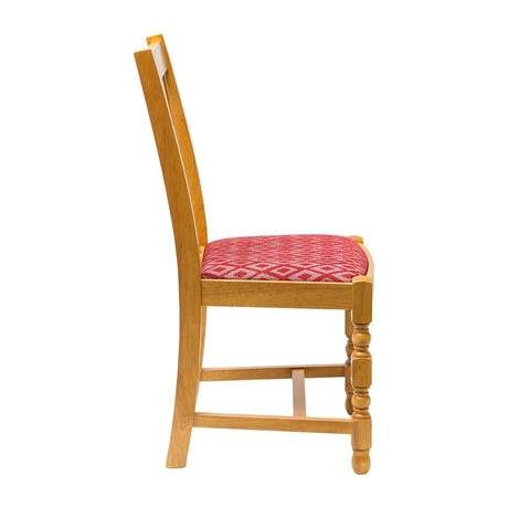 FT483 Mayfair Soft Oak High Back Dining Chair with Red Diamond Padded Seat (Pack of 2) JD Catering Equipment Solutions Ltd