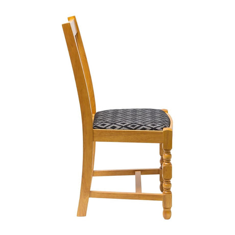 FT484 Mayfair Soft Oak High Back Dining Chair with Black Diamond Padded Seat (Pack of 2) JD Catering Equipment Solutions Ltd