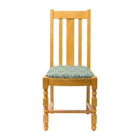 FT486 Mayfair Soft Oak High Back Dining Chair with Green Diamond Padded Seat (Pack of 2) JD Catering Equipment Solutions Ltd
