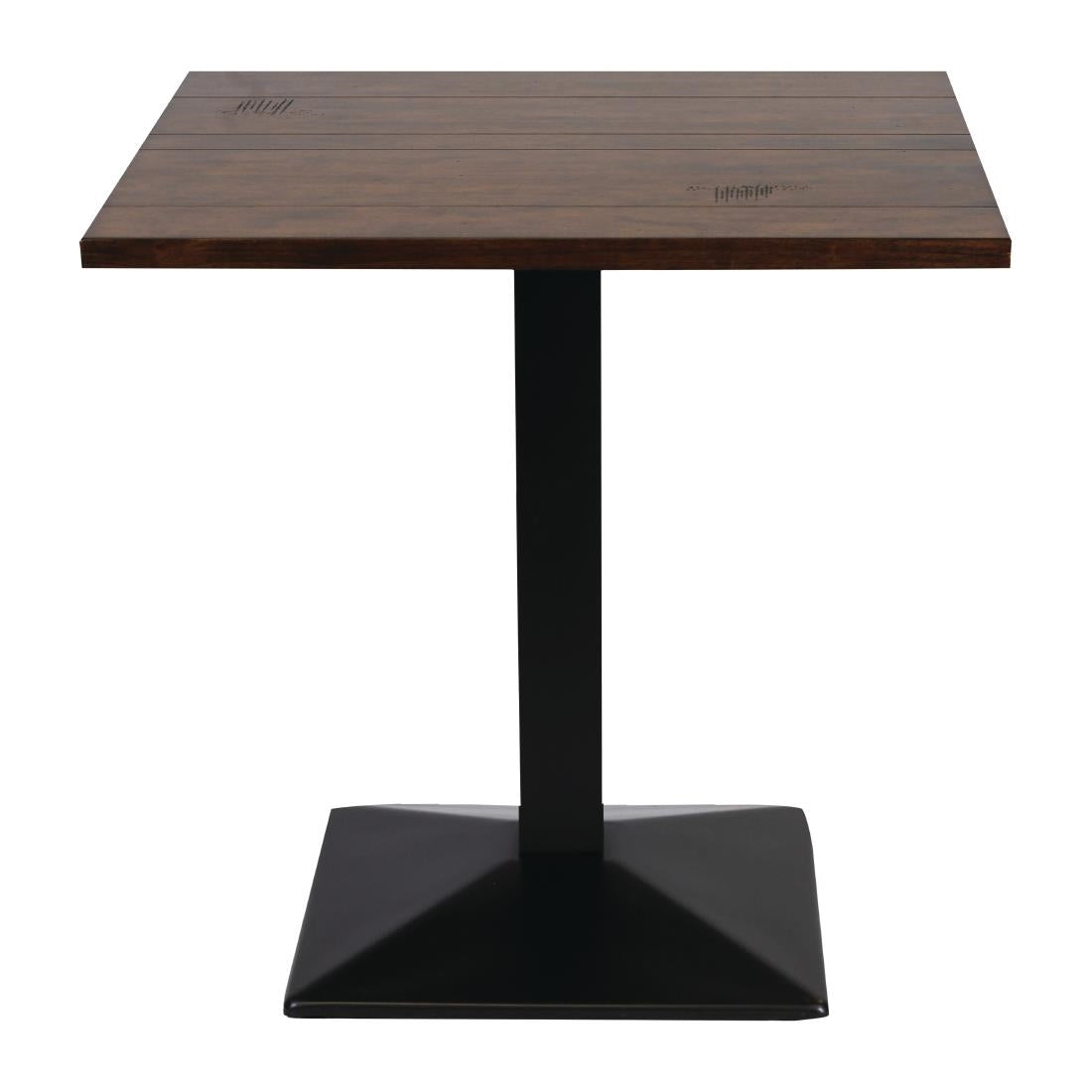 FT512 Turin Metal Base Pedestal Square Table with Vintage Top 760x760mm JD Catering Equipment Solutions Ltd