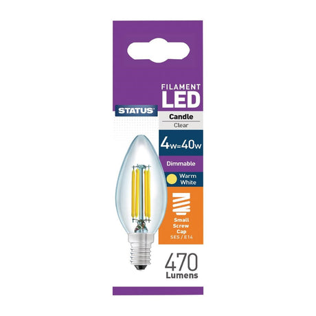 FW530 Status Dimmable Filament LED Candle SES Warm White Light Bulb 4/40w JD Catering Equipment Solutions Ltd