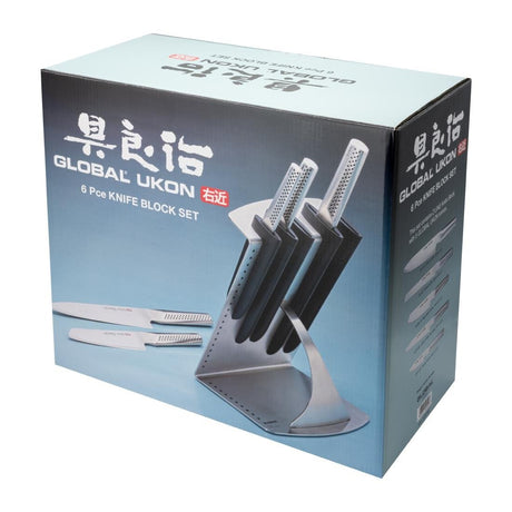 FW536 Global Knives Ukon Range 6 Piece Knife Block Set JD Catering Equipment Solutions Ltd