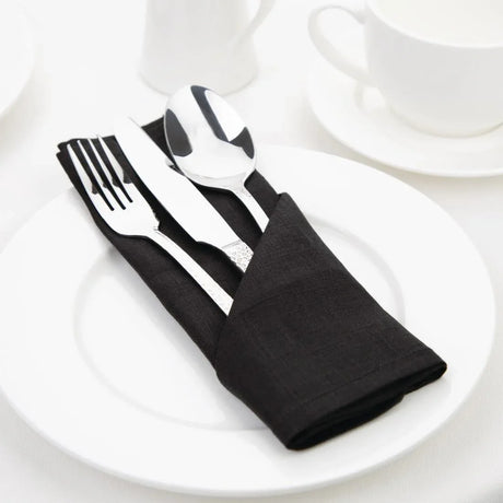 FW697 Olympia Linen Table Napkin Black 400x400mm (Pack of 12) - JD Catering Equipment Solutions Ltd
