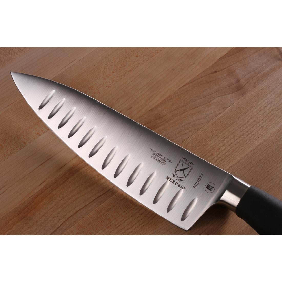 FW707 Mercer Culinary Genesis Precision Forged Chefs Knife Granton Edge Short Bolster 20.3cm JD Catering Equipment Solutions Ltd