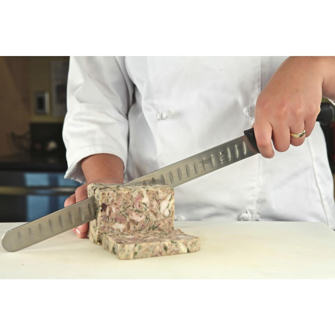FW716 Mercer Culinary Millennia Slicer Granton Edge Knife 35.5cm JD Catering Equipment Solutions Ltd