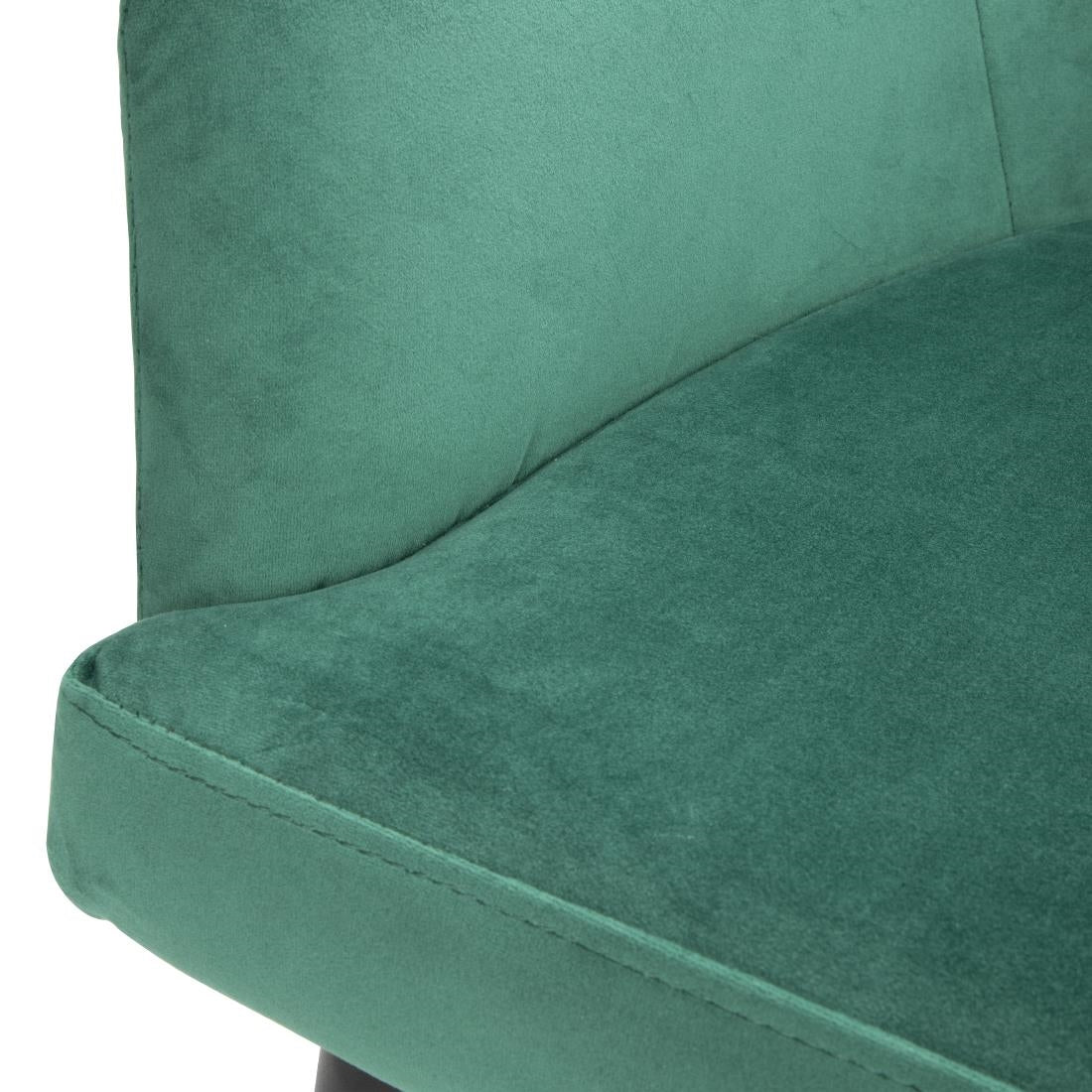 FX070 Bolero Lia Velvet Effect Chairs Dark Green (Set of 2) JD Catering Equipment Solutions Ltd