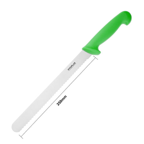 FX121 Hygiplas Slicer Serrated Green 25.4cm JD Catering Equipment Solutions Ltd