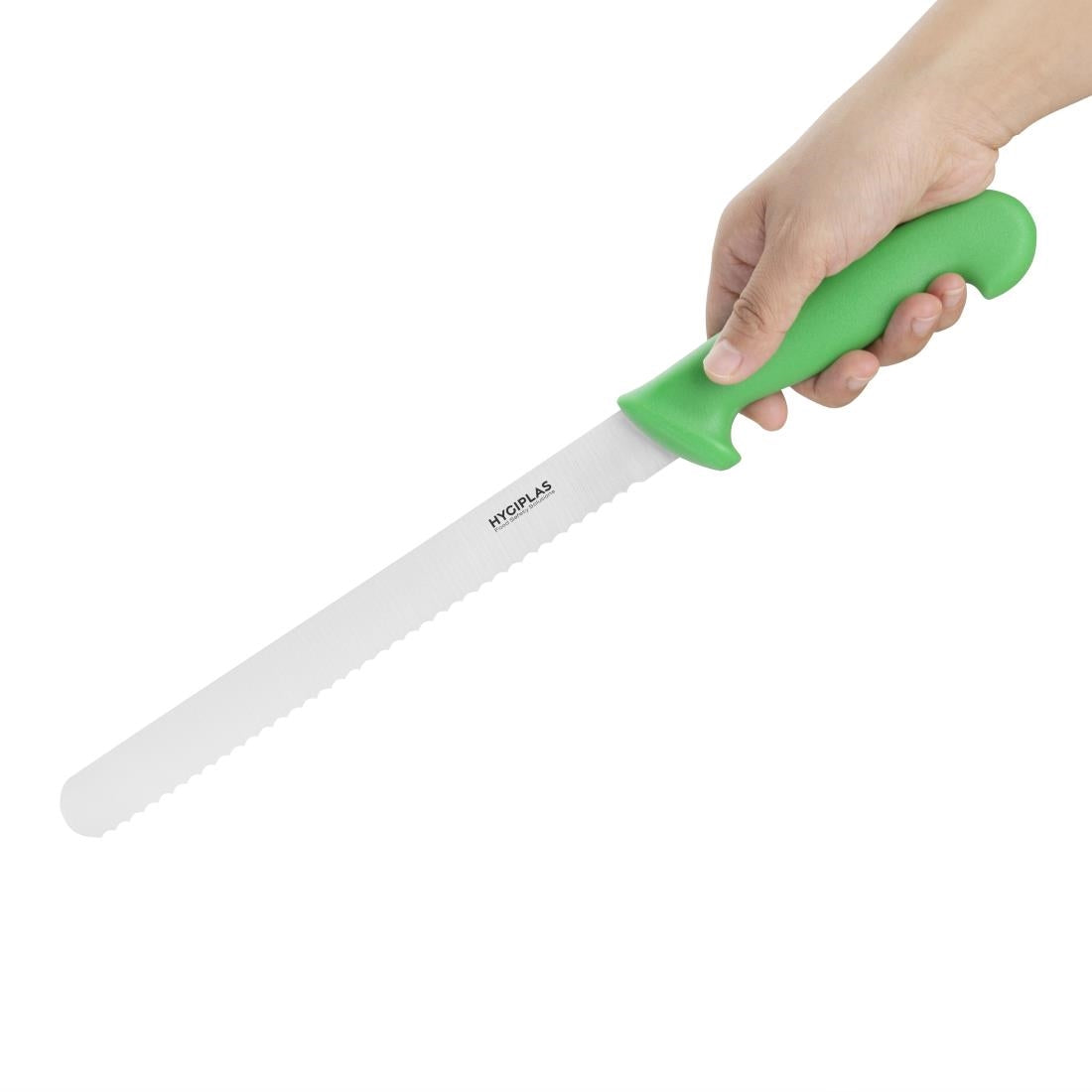 FX121 Hygiplas Slicer Serrated Green 25.4cm JD Catering Equipment Solutions Ltd