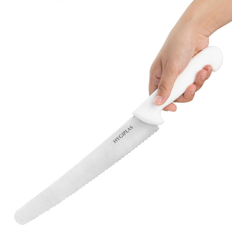 FX127 Hygiplas Serrated Pastry Knife White 25.4cm JD Catering Equipment Solutions Ltd