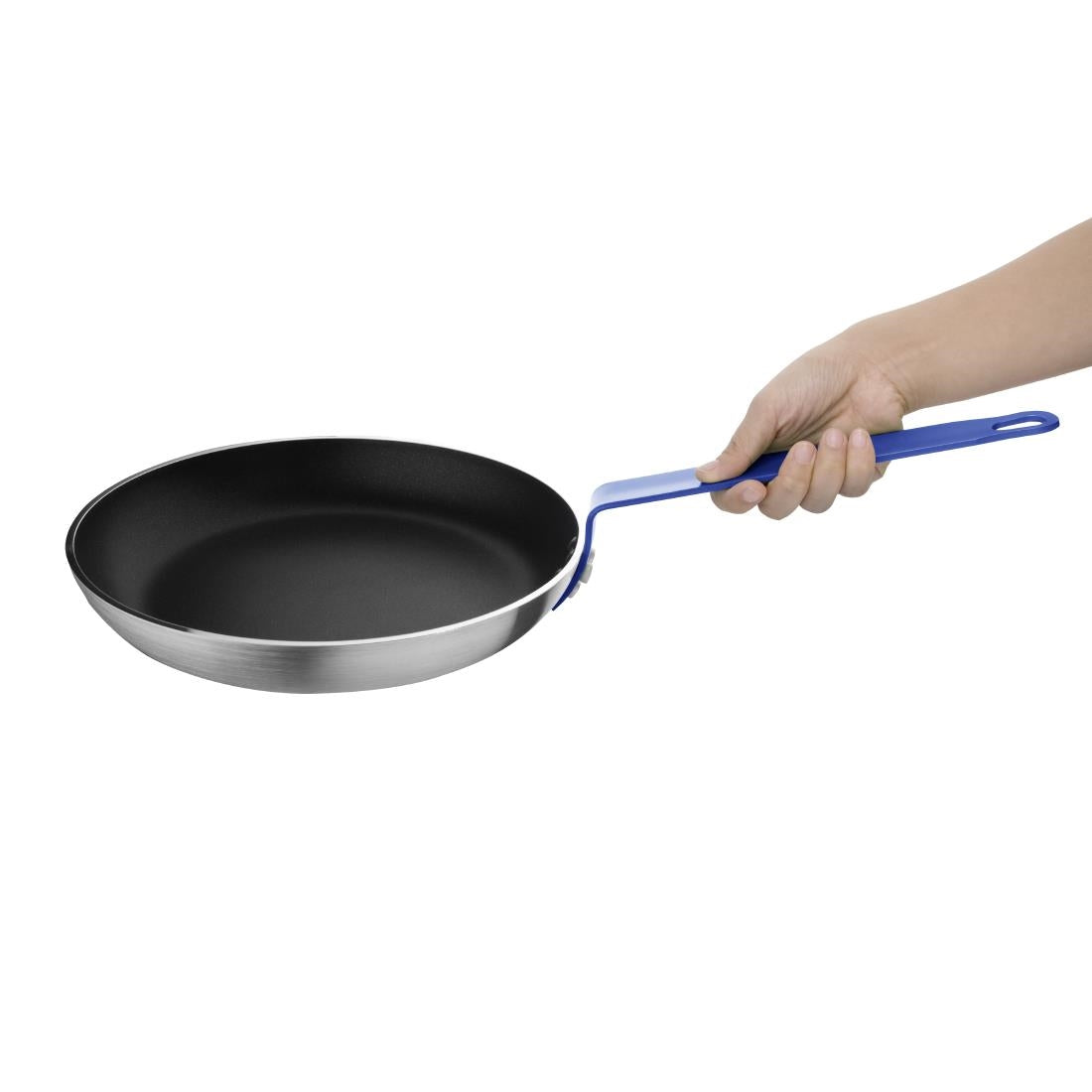 FX136 Hygiplas Non-Stick Teflon Aluminium Platinum Plus Frying Pan with Blue Handle 280mm JD Catering Equipment Solutions Ltd