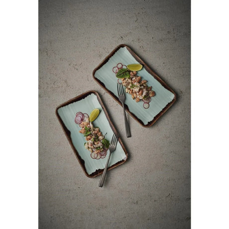 FX161 Dudson Harvest Organic Rectangular Plates Turquoise 270mm (Pack of 12) - JD Catering Equipment Solutions Ltd