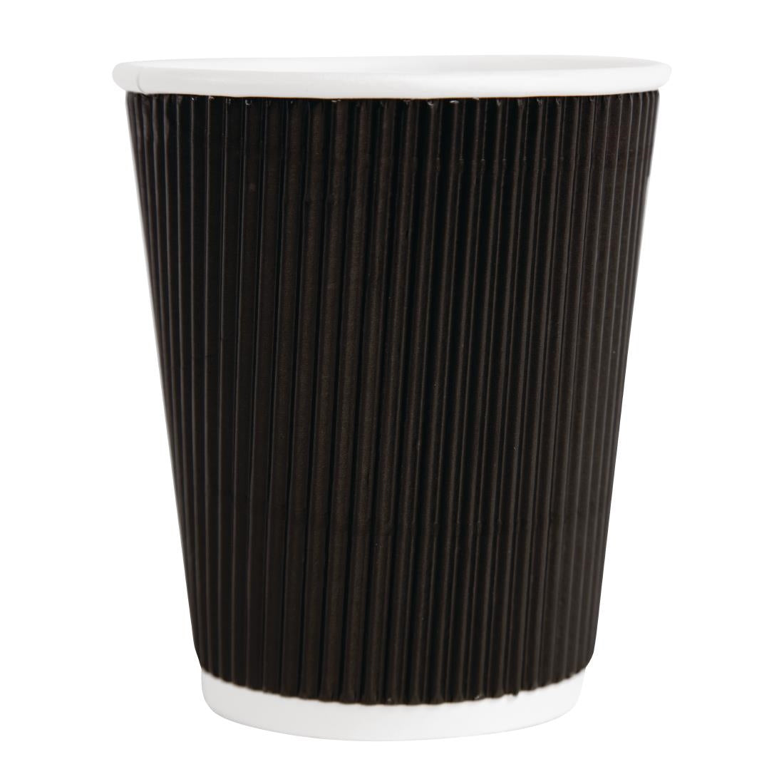 Fiesta Disposable Coffee Cups Ripple Wall Black 225ml / 8oz (Pack of 25) JD Catering Equipment Solutions Ltd