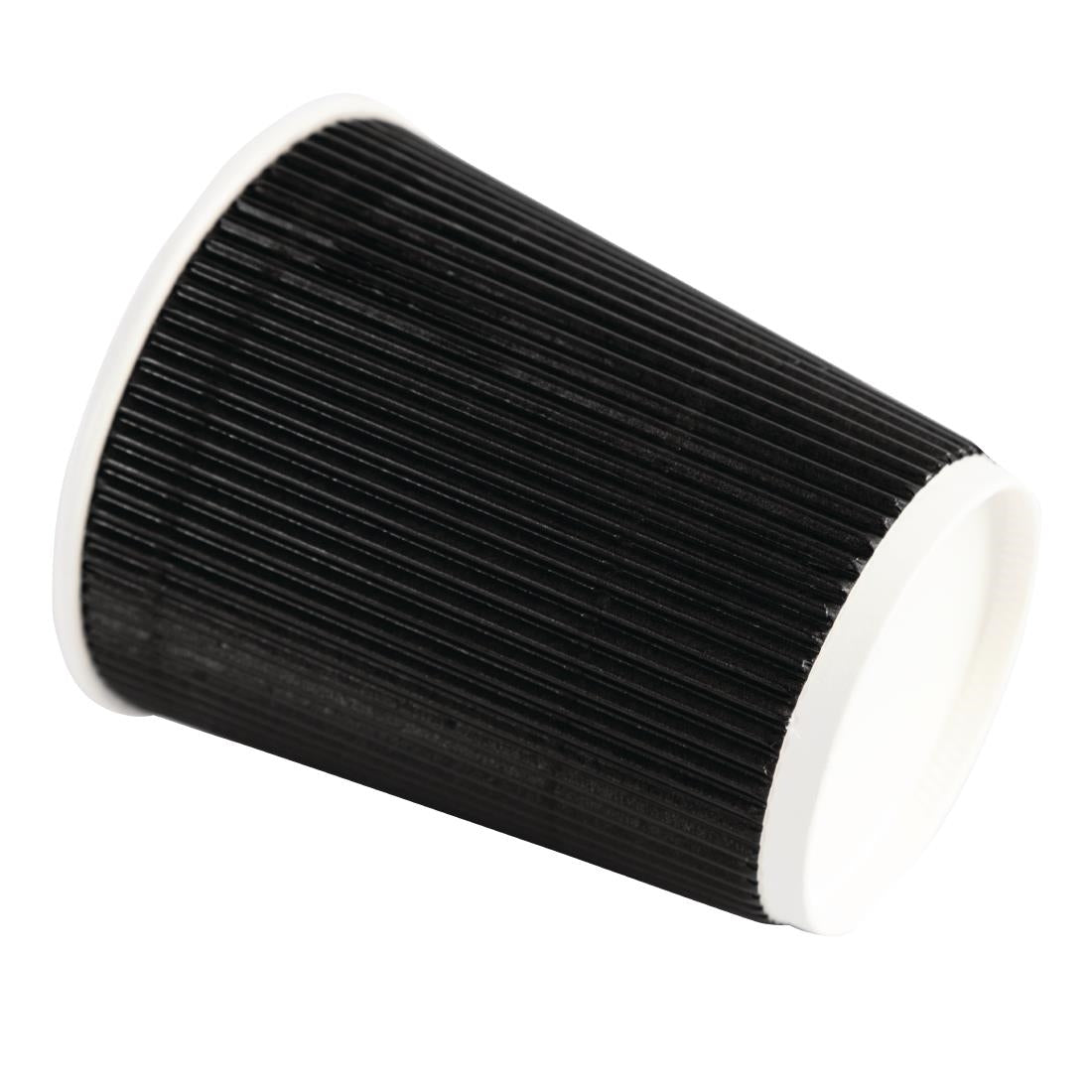 Fiesta Disposable Coffee Cups Ripple Wall Black 225ml / 8oz (Pack of 500) CM543 JD Catering Equipment Solutions Ltd