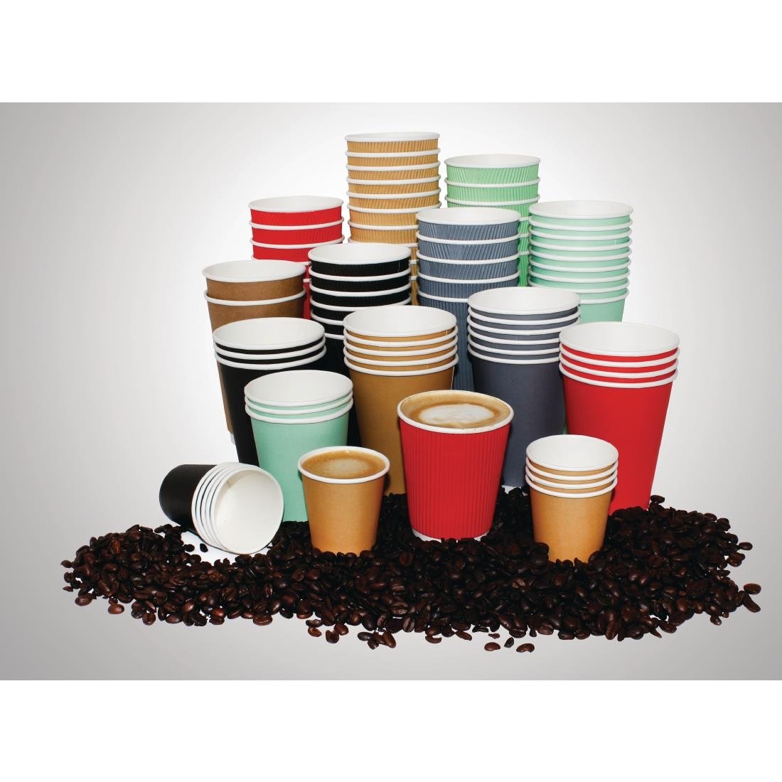 Fiesta Disposable Coffee Cups Ripple Wall Black 225ml / 8oz (Pack of 500) CM543 JD Catering Equipment Solutions Ltd