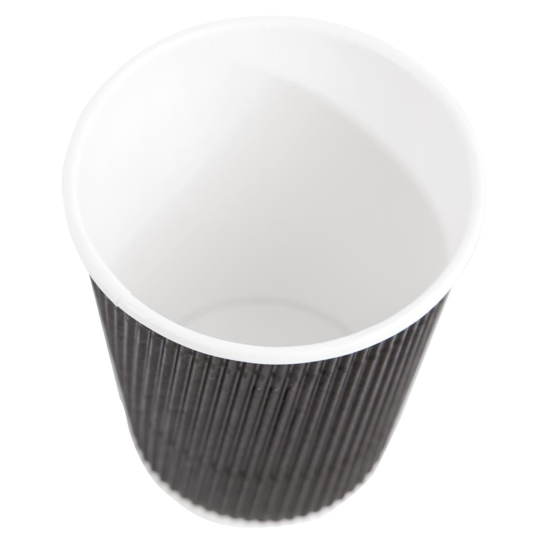 Fiesta Disposable Coffee Cups Ripple Wall Black 225ml / 8oz (Pack of 500) CM543 JD Catering Equipment Solutions Ltd