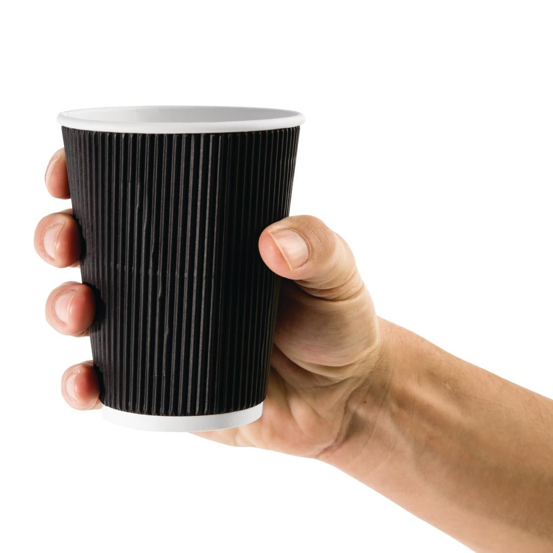 Fiesta Disposable Coffee Cups Ripple Wall Black 340ml / 12oz (Pack of 25) JD Catering Equipment Solutions Ltd