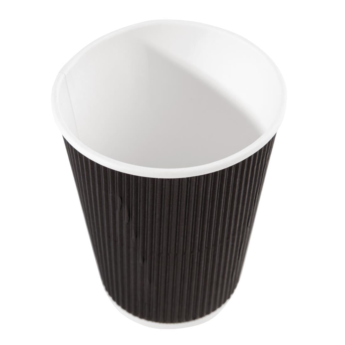 Fiesta Disposable Coffee Cups Ripple Wall Black 340ml / 12oz (Pack of 25) JD Catering Equipment Solutions Ltd