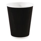 Fiesta Disposable Coffee Cups Ripple Wall Black 340ml / 12oz (Pack of 500) JD Catering Equipment Solutions Ltd