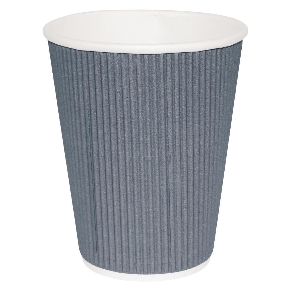 Fiesta Disposable Coffee Cups Ripple Wall Charcoal 225ml / 8oz (Pack of 500) JD Catering Equipment Solutions Ltd