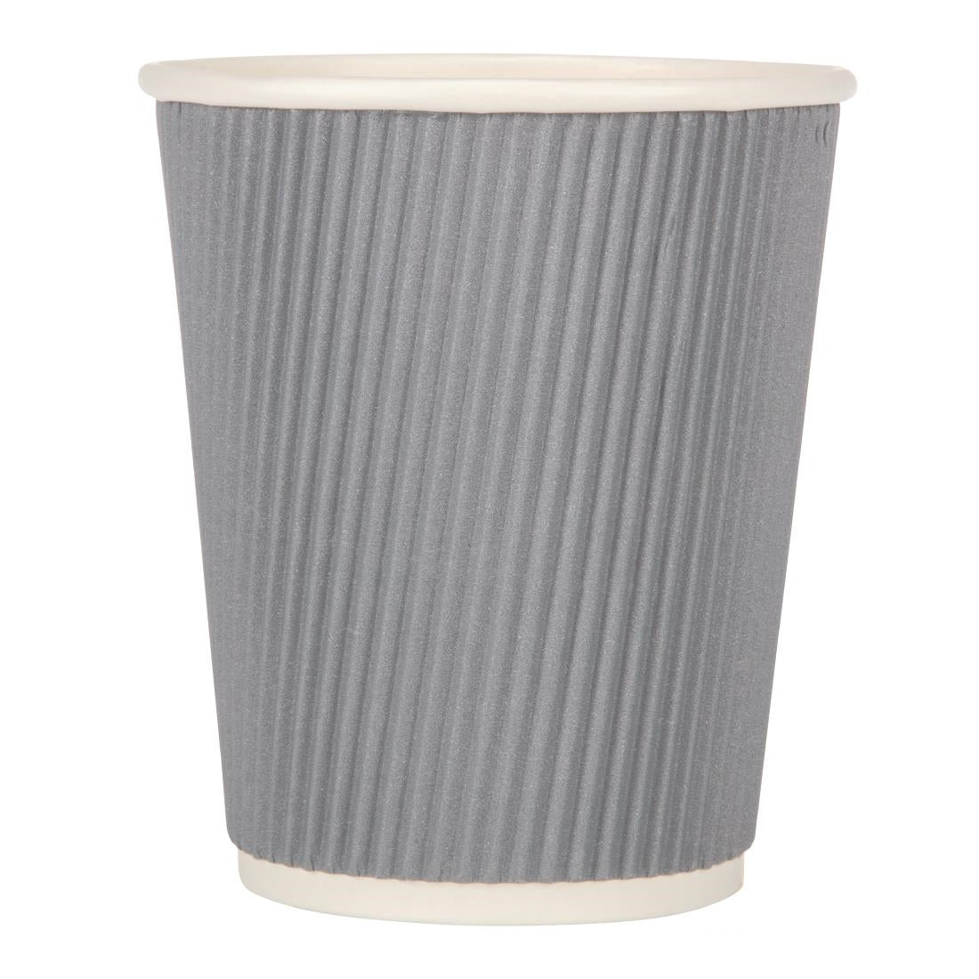 Fiesta Disposable Coffee Cups Ripple Wall Charcoal 225ml / 8oz (Pack of 500) JD Catering Equipment Solutions Ltd