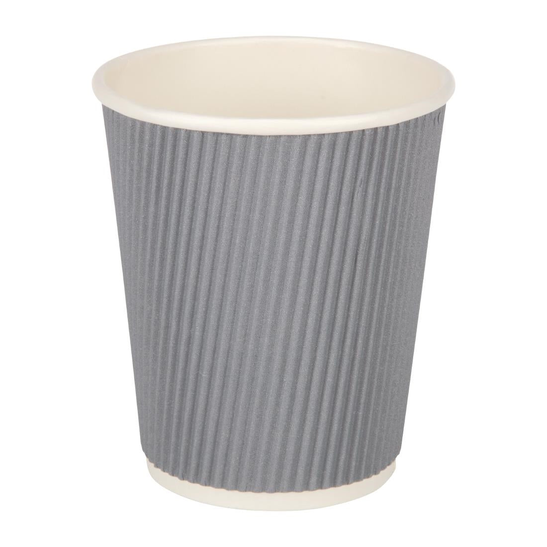 Fiesta Disposable Coffee Cups Ripple Wall Charcoal 225ml / 8oz (Pack of 500) JD Catering Equipment Solutions Ltd