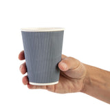 Fiesta Disposable Coffee Cups Ripple Wall Charcoal 340ml / 12oz (Pack of 25) JD Catering Equipment Solutions Ltd