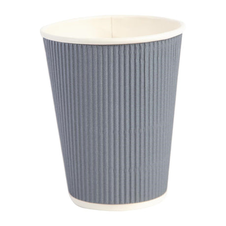 Fiesta Disposable Coffee Cups Ripple Wall Charcoal 340ml / 12oz (Pack of 25) JD Catering Equipment Solutions Ltd