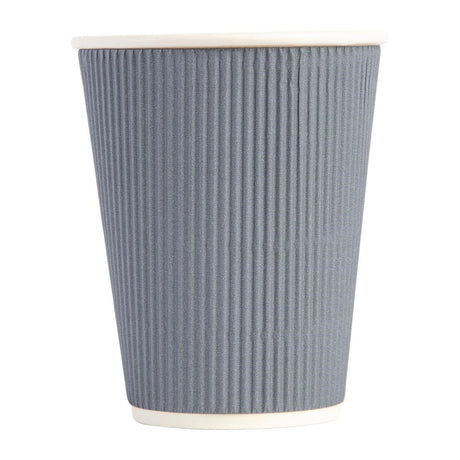 Fiesta Disposable Coffee Cups Ripple Wall Charcoal 340ml / 12oz (Pack of 25) JD Catering Equipment Solutions Ltd