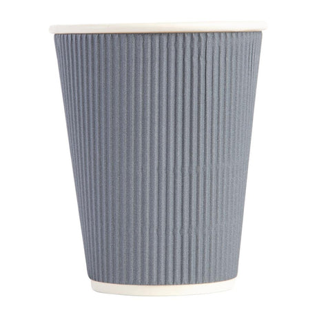 Fiesta Disposable Coffee Cups Ripple Wall Charcoal 340ml / 12oz (Pack of 500) JD Catering Equipment Solutions Ltd